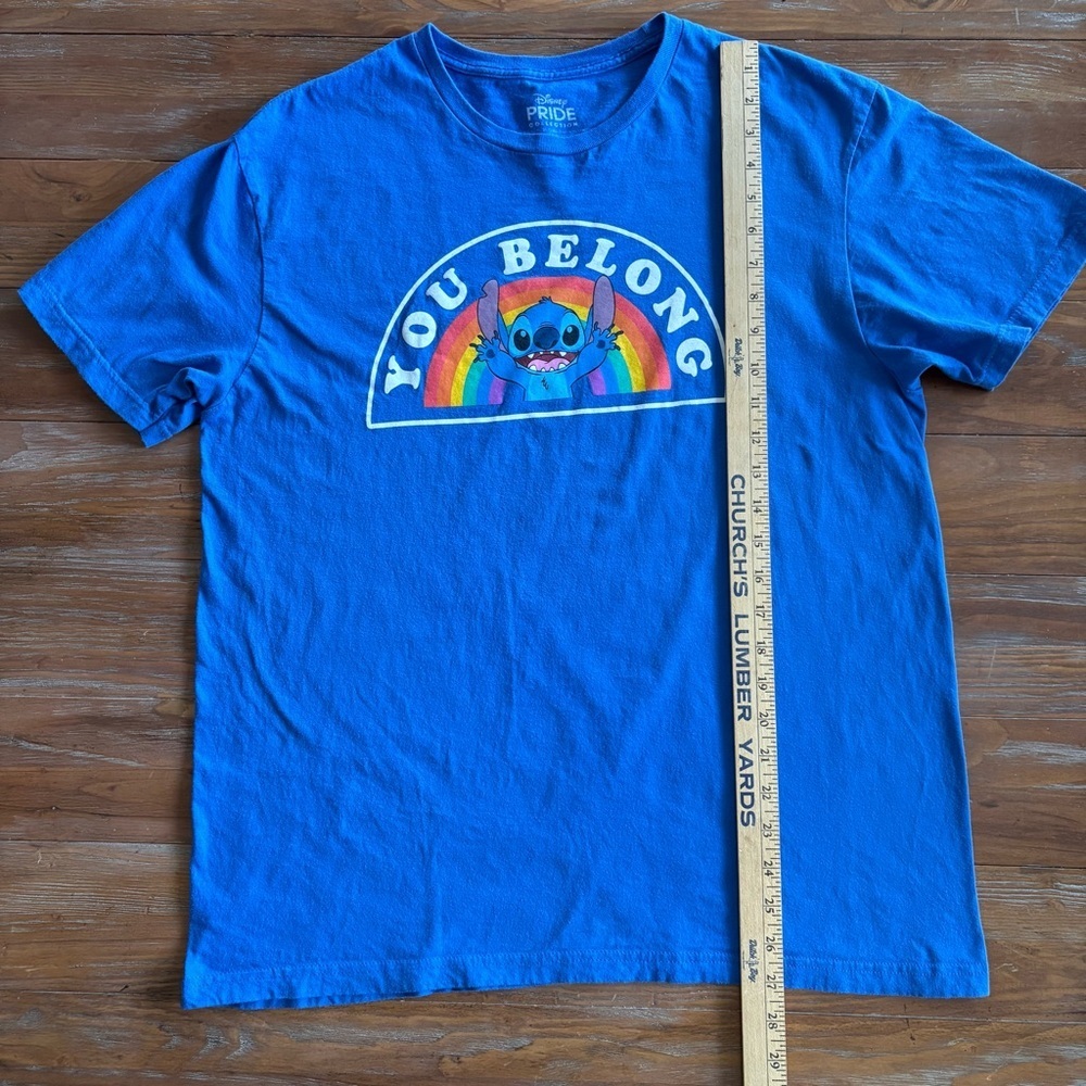 Disney Pride Collection Blue Shirt with “You Belong” & Stitch Graphic Size L - Picture 6 of 7